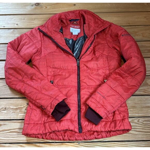 Columbia Omni Heat Puffer Jacket Coat Size Small Women’s Red Full Zip - Picture 1 of 8